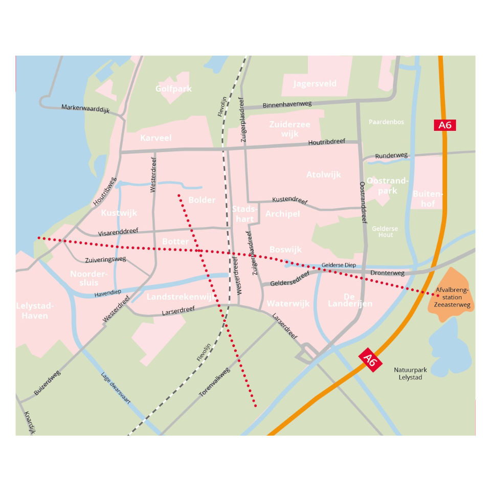 kaart lijn 7 en 8 Lelystad